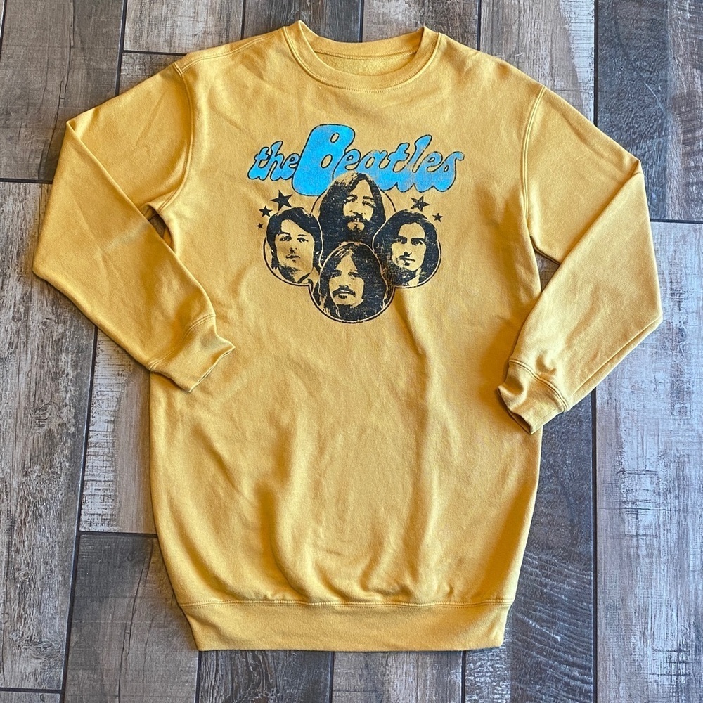 The Beatles Yellow Crewneck Long oversized Sweater